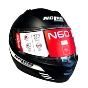 Casco moto integrale nero opaco e bianco Nolan