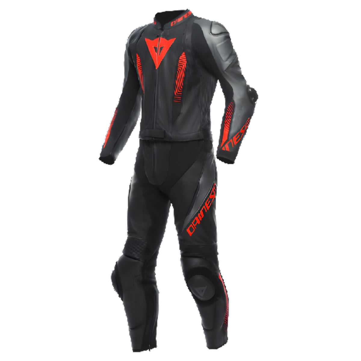 Tuta moto nero rosso antracite fluo taglia 48
