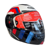 Casco modulare per moto bianco, nero, rosso e blu Caberg