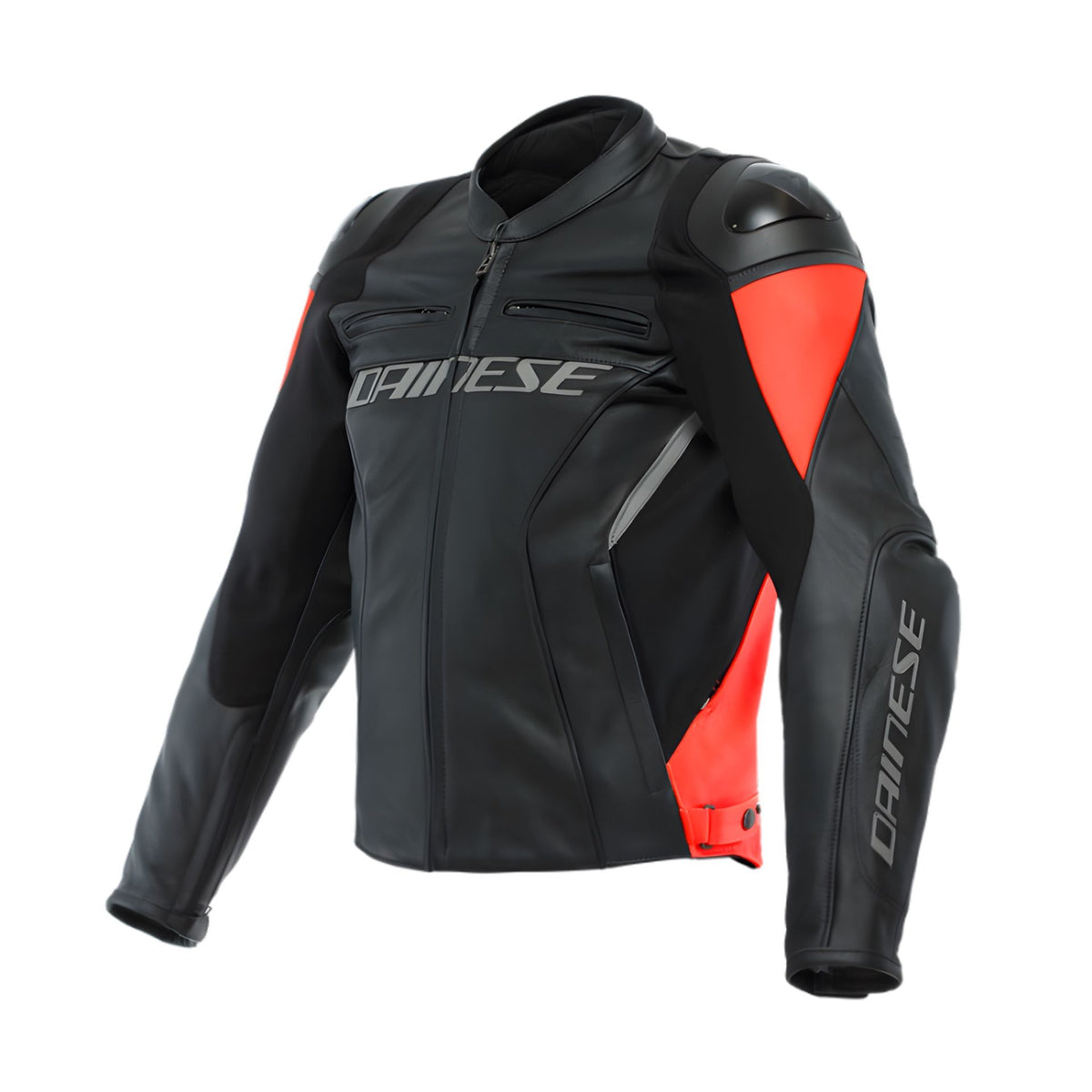 Giacca moto per uso estivo colore nero rosso fluo taglia 52