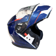 Casco modulare moto e scooter bianco blu rosso Mph