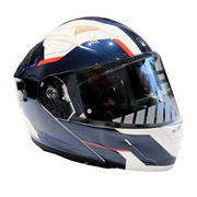 Casco modulare bianco, blu e rosso 1050g Mph