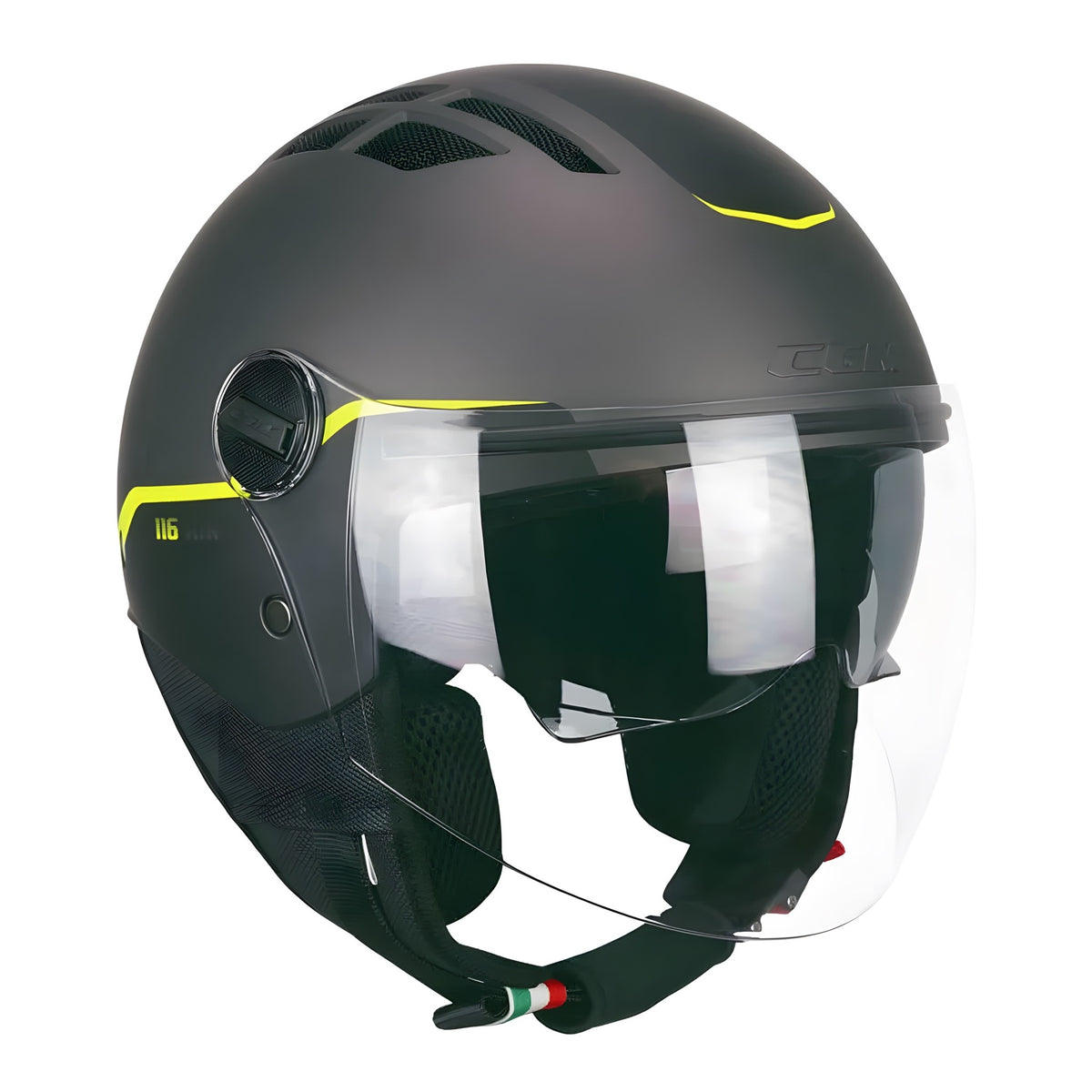 Casco moto per uso estivo colore nero giallo fluo taglia l
